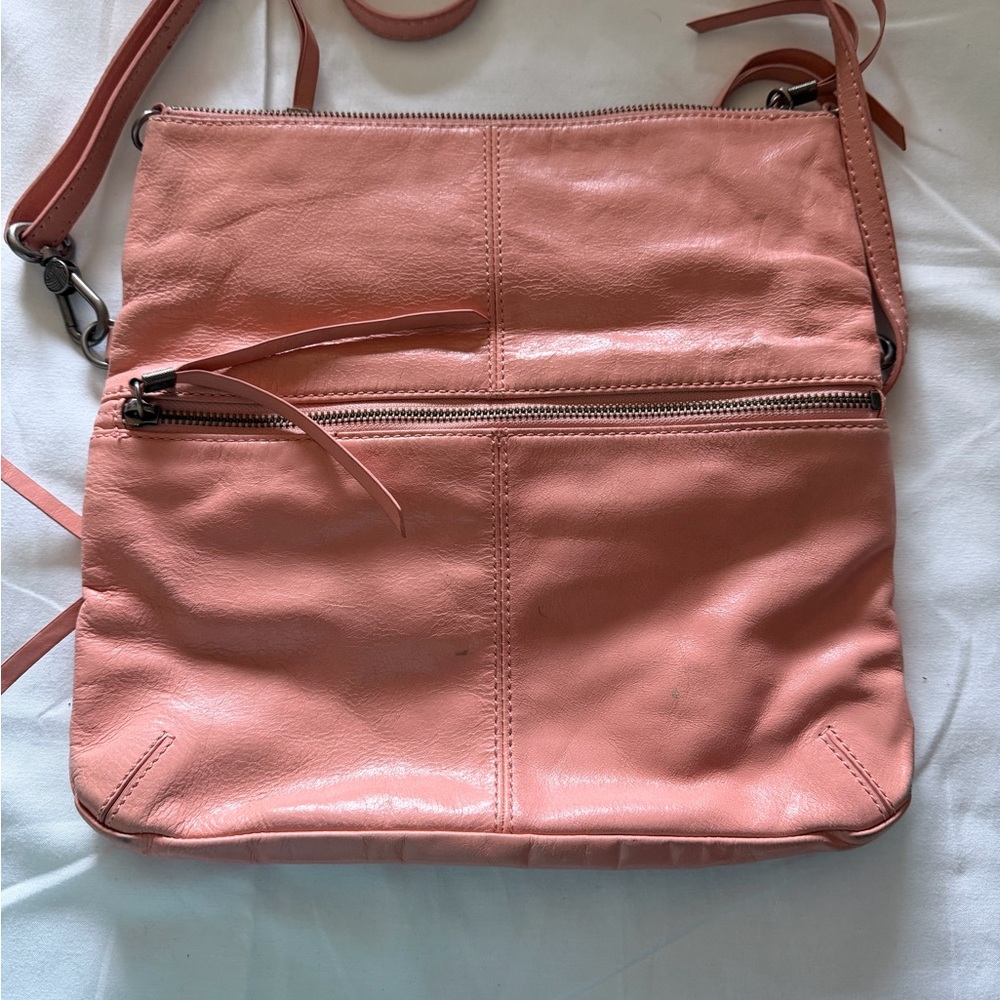 Saks Avenue Coral Leather Crossbody Bag